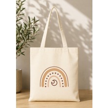 Eylül Design Vintage Boho Desenli Baskılı Ham Bez Çanta Organik Tote Bag