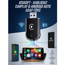 ATAsoft Kablosuz Car Play Adaptörü Apple ve Android Cihazlar Için, Wireless Carplay Çevirici