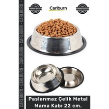 Carlburn #mamakabı Kaymaz Kauçuk Tabanlı Kedi Köpek Su Kabı Hijyenik Paslanmaz Çelik Metal Mama Kabı 22 cm