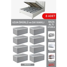 Evsella 8'li Set -  Antrasit Büyük Boy Baza Altı & Çekyat Altı Hurç (60 x 40 x 22 Cm)