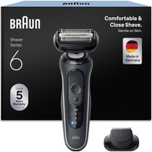 Braun Series 6 Erkekler Için Elektrikli Tıraş Makinesi,60 Dakikalık Tıraş Makinesi. Pil Ömrü, Hassas Düzeltici Ataşmanı, Erkekler Için Kablosuz Islak ve Kuru Tıraş MAKINESI,62-G1200SI, Gri
