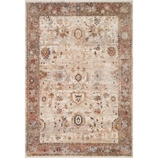 Kalesta Halı Caretta 22 Cream Brown Yumuşak Doku Vintage Eskitme Desenli Sıcak Renk Tonlarına Sahip Salon Halısı
