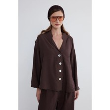 Facette Helia Oversize Gömlek Acı Kahve