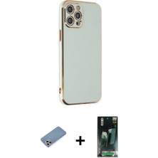 Marsilyan™- iPhone 12 Pro Kılıf Yankı Serisi - Siyah 360 Mat Full Body Arka Koruyucu + Shine Kamera Lens Koruma Cam - Gs