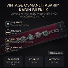 NIXCON Vintage Osmanlı Tasarım Kadın Bileklik Turkuaz Kırmızı Yeşil Taşlı Oksit Gümüş Görünümlü Şık Takı