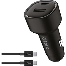 Starseven Smartcharger Duo Pd 48W Araç Hızlı Şarj Aleti Usb-C+Usb-A - Usb-C-Usb-C 3A Kablo Siyah 2CKP02C
