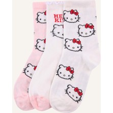 DeFacto Hello Kitty 3'lü Pamuklu Uzun Karma Çorap Kız Çocuk H2338A8NS