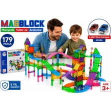 MagBlock 179 Parça Manyetik Yollar ve Arabalar Oyun Seti - Eğitici Oyuncak