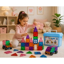 MagBlock 108 Parça Manyetik Yapı Blokları | Tamamı Mıknatıslı | Saklama Kutulu Manyetik Oyuncak Seti | Eğitici STEM Oyuncağı | 5 Yıl Garanti