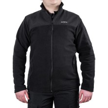 Outdoor Polar Ceket Siyah - Sıcak Tutan Polar - Softshell Omuz - Fermuarlı Cep - S