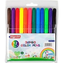 Bigpoint Jumbo Keçeli Kalem 12'li Set PP Kutulu Renkli Çocuklar İçin Güvenli Kullanım