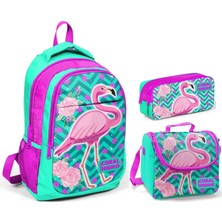 Yaygan Coral High Flamingo Kız Çocuk Sırt Çantası Seti - Yeşil 3 Parça Kapasiteli Okul Çantası