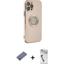 Pileli Store Pilelistore™ iPhone 12 Pro Max Kılıf Iz Form Serisi - Şeffaf Uv Polymer Nano Ekran Koruyucu + Metal Kamera Lens Koruma Cam - Gd