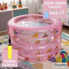 Blooma Tabanlı Şişme Çocuk Havuzu 100X60 cm Pembe Renkli Deniz Canlıları Desenli Dayanıklı Malzeme