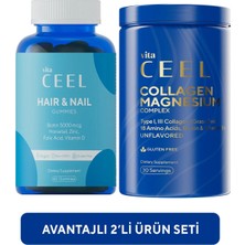 Vita Ceel 2'li Saç&tırnak Vitamini ve Magnezyum Complex Diyet Takviyesi 60 Adet Elma Aromalı