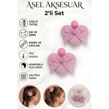 Asel Aksesuar 2'li Set Kalp Figürlü Pötikare Kurdeleli Çocuk Lastik Toka Farklı Renk Seçenekli
