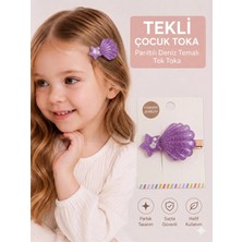 Asel Aksesuar Parıltılı Deniz Kabuğu ve Yıldız Figürlü Çocuk Pens Toka Farklı Renk Seçenekli