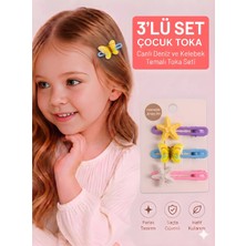 Asel Aksesuar 3’lü Set Deniz Yıldızı ve Kelebek Figürlü Çocuk Pens Toka