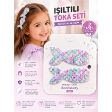 Asel Aksesuar 2’li Simli Fiyonk Pens Toka Seti Kız Çocuk Saç Tokası Farklı Renk Seçenekli
