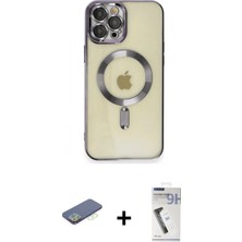 Marsilyan™- iPhone 12 Pro Max Kılıf Nova Işık Özel Seri - Şeffaf Uv Polymer Nano Ekran Koruyucu + Renkli Kamera Lens Koruma Cam - Yl