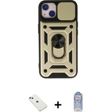 Marsilyan™- iPhone 14 Kılıf Ahenk Klasik - Siyah Joko Magic 5d Cam + Diamond Kamera Lens - Kı