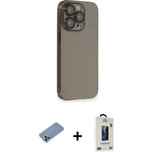 Marsilyan™- iPhone 13 Pro Max Kılıf Siluet Minimal Özel Seri - Siyah Bilvis Hayalet Cam Ekran Koruyucu + Shine Kamera Lens Koruma Cam - Pe