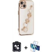 Marsilyan™- iPhone 14 Kılıf Nova Işık Prime - Siyah 3D Antistatik Cam Ekran Koruyucu + Pvd Metal Kamera Lens - Sh