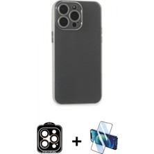 Marsilyan™- iPhone 15 Pro Max Kılıf Atlas Minimal Prime - Siyah 3D Antistatik Seramik Nano Ekran Koruyucu + Pvd Metal Kamera Lens - Tu