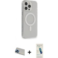 Marsilyan™- iPhone 13 Pro Max Kılıf Pusula Çizgi Koleksiyonu - Şeffaf Pasifik Cam Ekran Koruyucu + Rainbow Kamera Lens Koruma Cam - Mı