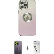 Pileli Store Pilelistore™ iPhone 12 Pro Max Kılıf Kutup Yansıma Özel Seri - Şeffaf Uv Polymer Nano Ekran Koruyucu + Neon Fosforlu Kamera Lens - Yl