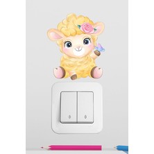 Pinkipay Sevimli Koyun Çocuk Odası Dekoratif Priz Stickerı 4'lü Paket