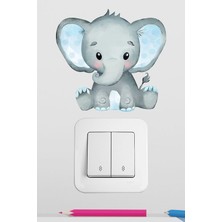 Pinkipay Sevimli Yavru Fil Çocuk Odası Dekoratif Priz Stickerı 4'lü Paket