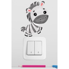 Pinkipay Sevimli Yavru Zebra Çocuk Odası Dekoratif Priz Stickerı 4'lü Paket
