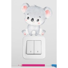 Pinkipay Sevimli Ayıcık Çocuk Odası Dekoratif Priz Stickerı 4'lü Paket
