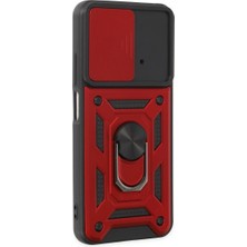Colezium Po M4 Pro 4g Kılıf Pars Lens Yüzüklü  - Kırmızı