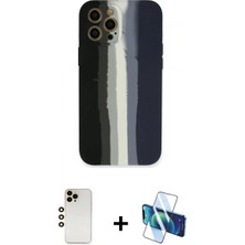 Pileli Store Pilelistore™ iPhone 12 Pro Kılıf Yadigar Çizgi - Siyah 3D Antistatik Seramik Nano Ekran Koruyucu + Shine Kamera Lens - Gd