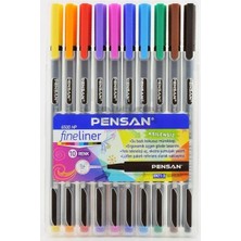 Pensan 6500 Fineliner 0.4 mm Keçe Uçlu Kalem 10 Renk Plastik Kutu