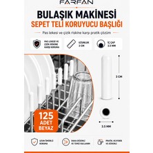Farfan 125 Adet Beyaz | Pas Küf Önleyici Bulaşık Sepet Aksesuarı Kapakları | Tamir Seti | Raf Ucu | 3 Cm Boy BPA FREE