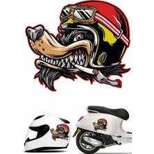 Sticker Usta Kasklı Kurt Motosiklet Sticker 00297