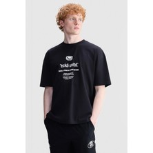 Ecko Unltd. Paxton Oversize Bisiklet Yaka Baskılı %100 Pamuk Erkek Siyah Tişört