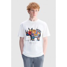 Ecko Unltd. Kenneth Loose Fit Bisiklet Yaka Baskılı Nakışlı %100 Pamuk Erkek Beyaz Tişört