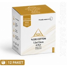 Ada Steril Gaz Kompres 4 Kat 7,5×7,5cm 12 Paket