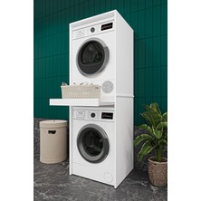 Asra Trend Lüks Çekmeceli Çamaşır Makinesi Dolabı %100 MDF Çamaşır Kurutma Banyo Dolabı BD05