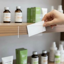 Aso 100 Adet Market Raf Önü Etiket Cebi, Etiketlik Plastik Şeffaf Yapışkanlı Etiketlik - 4 x 10 cm