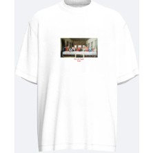 Fandr Studio Beyaz Oversize Bisiklet Yakalı The Last Supper T-Shirt