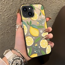 HONTINGA iPhone 13 Mini ile Uyumlu Kılıf Silikon Kenar Sert Arka Kamera Koruyucu Basitlik Anti Düşme Kamera Korumalı Limon Desen Couple Telefon Kılıfı Kadın ve Erkek Için Uygundur K1-1336