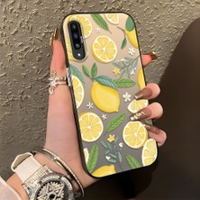 HONTINGA Samsung Galaxy A50 ile Uyumlu Kılıf Silikon Kenar Sert Arka Kamera Koruyucu Basitlik Anti Düşme Kamera Korumalı Limon Desen Couple Telefon Kılıfı Kadın ve Erkek Için Uygundur K1-1336