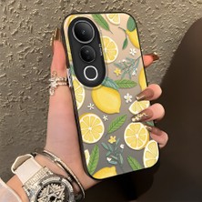 HONTINGA Vivo V50 Lite ile Uyumlu Kılıf Silikon Kenar Sert Arka Kamera Koruyucu Basitlik Anti Düşme Kamera Korumalı Limon Desen Couple Telefon Kılıfı Kadın ve Erkek Için Uygundur K1-1336