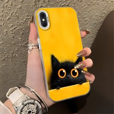 HONTINGA iPhone x ile Uyumlu Kılıf Silikon Kenar Sert Arka Kamera Koruyucu Basitlik Anti Düşme Kamera Korumalı Kedi Desen Couple Telefon Kılıfı Kadın ve Erkek Için Uygundur K1-1337