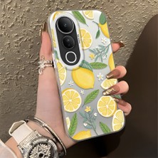 HONTINGA Vivo V50 Lite ile Uyumlu Kılıf Silikon Kenar Sert Arka Kamera Koruyucu Basitlik Anti Düşme Kamera Korumalı Limon Desen Couple Telefon Kılıfı Kadın ve Erkek Için Uygundur K1-1336